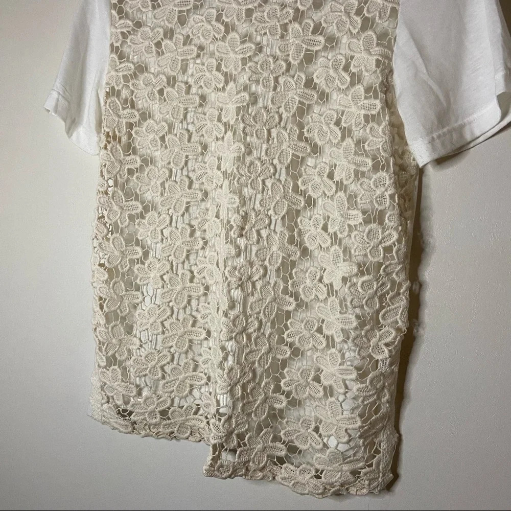Open Knit Lace Floral Top Layered Top Short Sleeve Size XL Womens - Picture 4 of 12